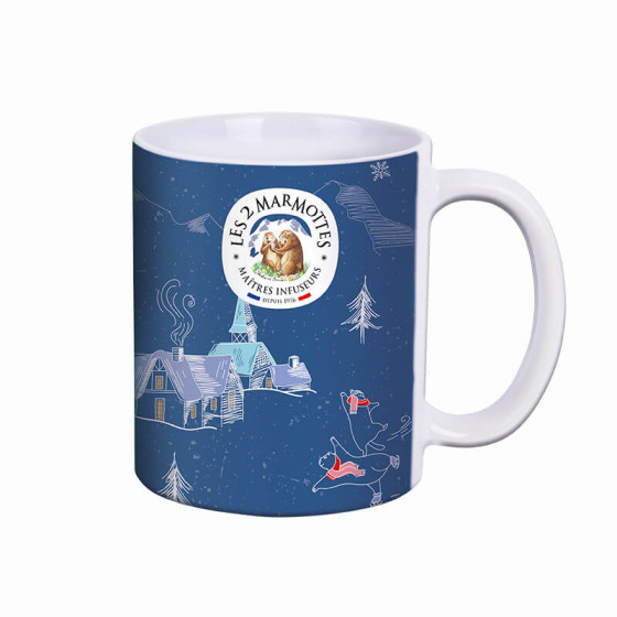 Mug de Noël Les 2 Marmottes avec logo, infusions 100% plantes