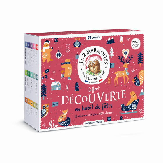 Coffret cadeau d'infusions et thés 100% plantes, fabriqué en France