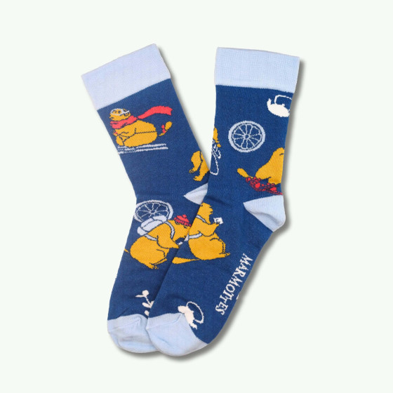 Chaussettes Les 2 Marmottes en édition limitée - taille unique - bleu marine à motifs marmottes à ski