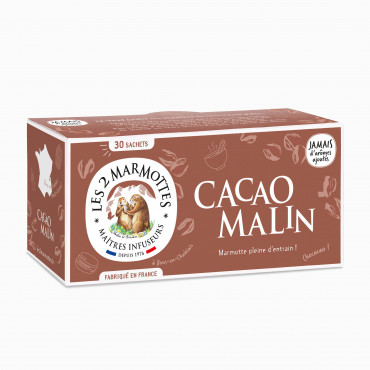 Infusion bio cacao malin - thé rouge roibos Les 2 Marmottes - Made In France - Sans arômes ajoutés