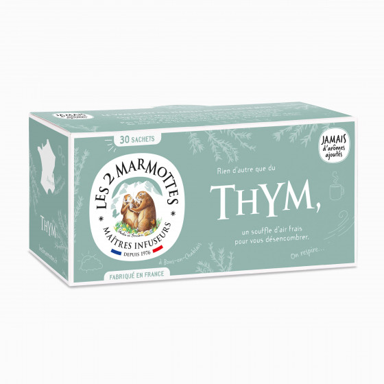 Infusion thym 100% plantes Les 2 Marmottes - Made in France - Sans arômes ajoutés Infusion thym 100% plantes Les 2 Marmottes - Made in France - Sans arômes ajoutés