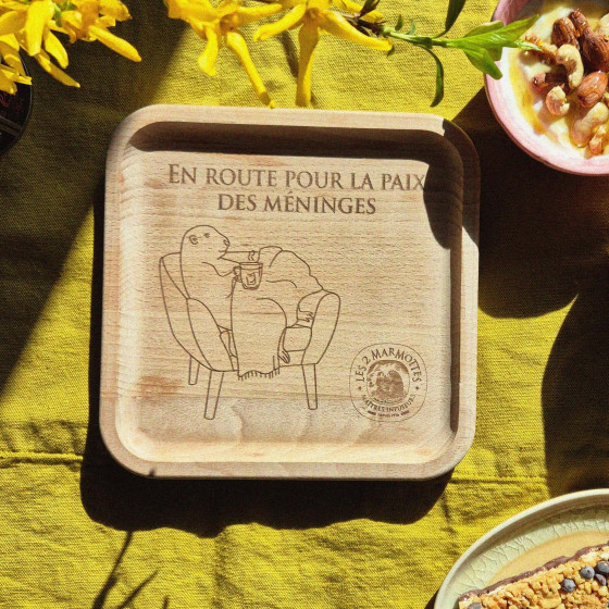 Engraved wooden tray