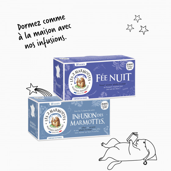 Assortiment de 4 boîtes d'infusions pour le soir : verveine, tilleul, camomille...