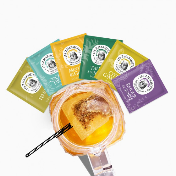 Assortiment de tisanes sans arômes ajoutés en coffret à faire infuser dans l'eau froide