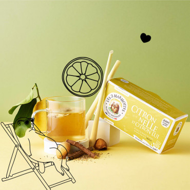 Infusion Citronnelle et écorce de citron - Les 2 Marmottes - Made In France - Sans arômes ajoutés