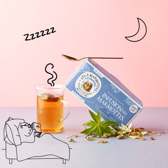 Tisane Infusion des Marmottes tilleul verveine pétales d'oranger Les 2 Marmottes - Made in France - Sans arômes ajoutés