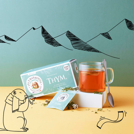 Tisane 100% thym Les 2 Marmottes - Made in France - Sans arômes ajoutés Tisane 100% thym Les 2 Marmottes - Made in France - Sans arômes ajoutés