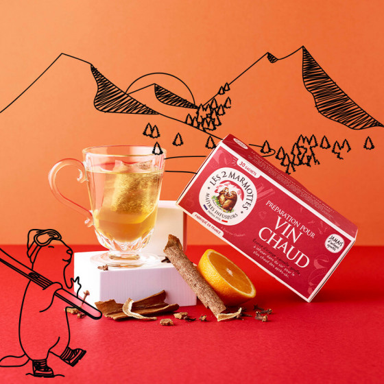 Kit d'épices à infuser pour faire soi-même son vin chaud maison - Les 2 Marmottes - Made in France - Sans arômes ajoutés