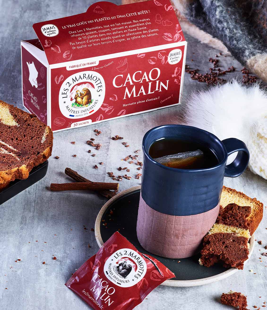 Infusion Cacao Malin pour un goûter ou un petit déjeuner chocolaté