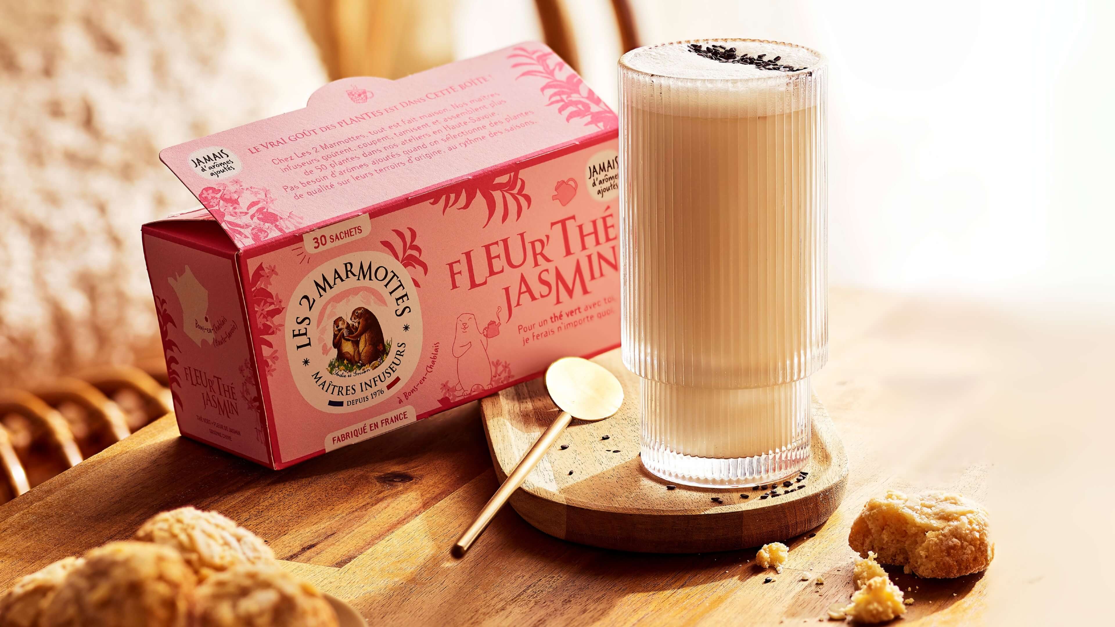 Thé vert jasmin bio pour thé latte original au sésame toasté